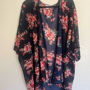 Dizzy Gal Navy Floral Sheer Kimono